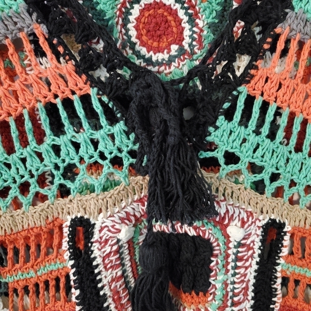 Cleobella Puff Sleeve Crochet Tunic Sweater Dress - Picture 6 of 9